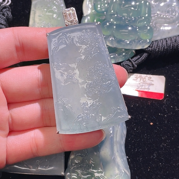 翡翠颈饰银S925镶嵌W*58，