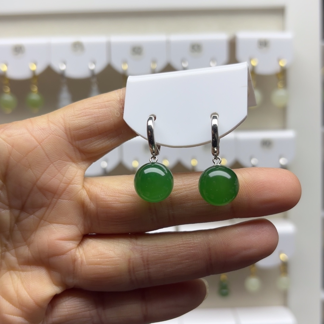 玛瑙/玉髓银S925镶嵌耳饰