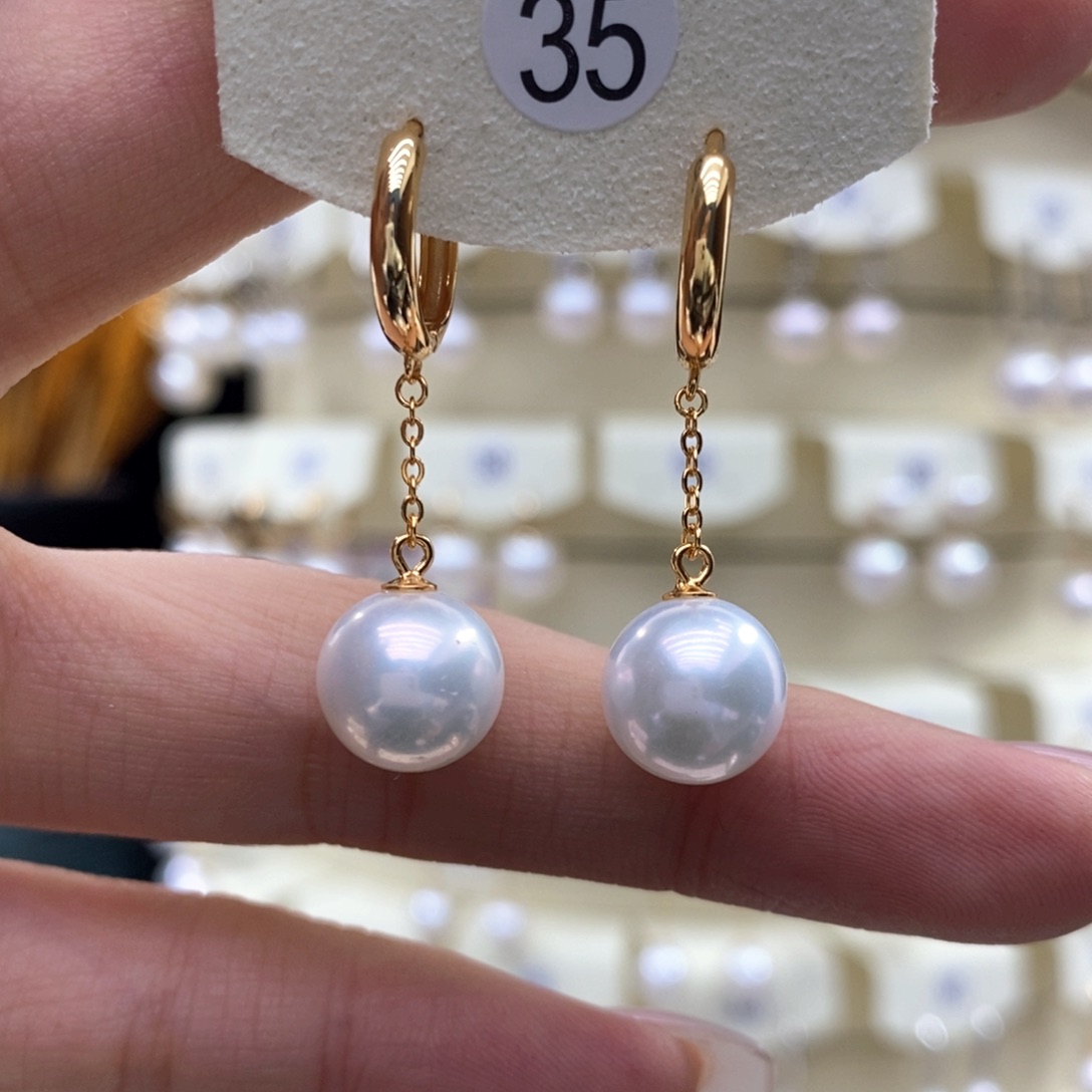 淡水珍珠耳饰银S925镶嵌