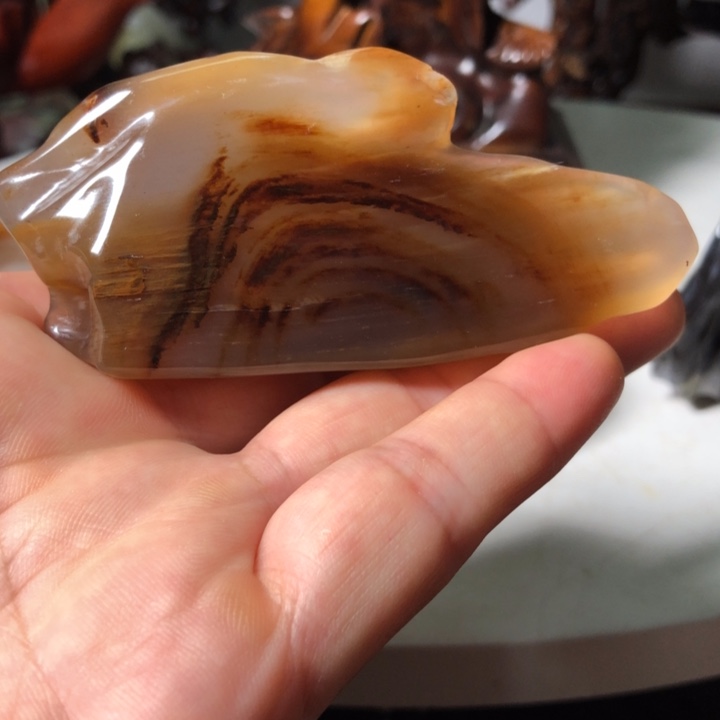 石材家居摆件硅化木手玩