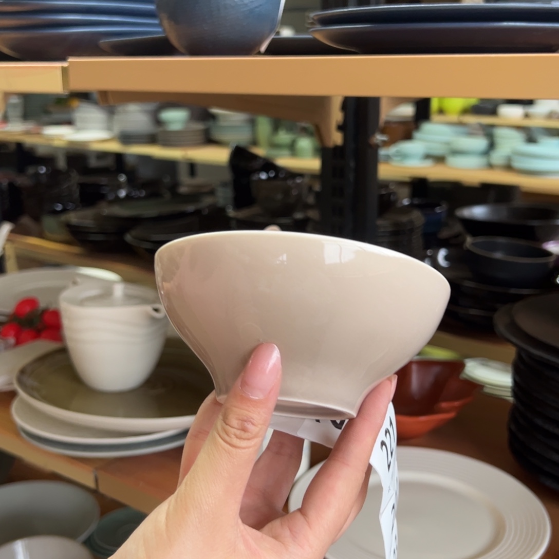 新骨瓷220瑕疵慎拍 卡其灰色 5寸收腰米饭碗