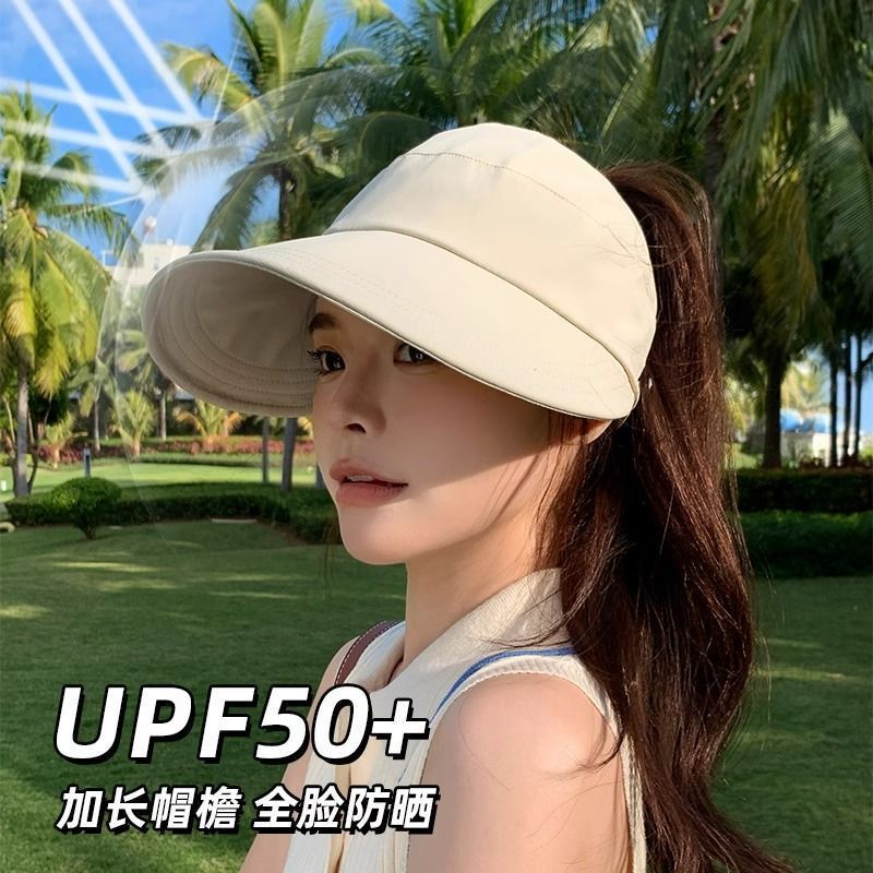 2026露思同款新款防晒帽女空顶高马尾鸭舌渔夫帽子夏户外遮脸速干