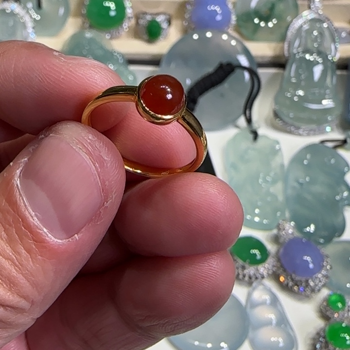 定制翡翠18K金镶嵌天然缅甸翡翠a货