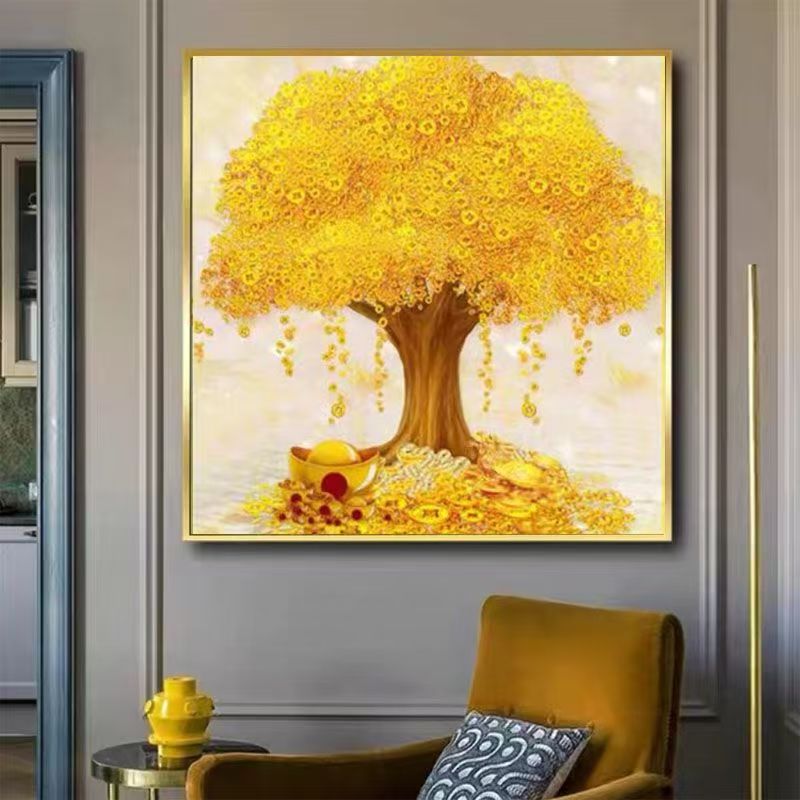 摇钱树发财树十字绣23色黄金满地十字绣新款客厅手工自己绣线绣