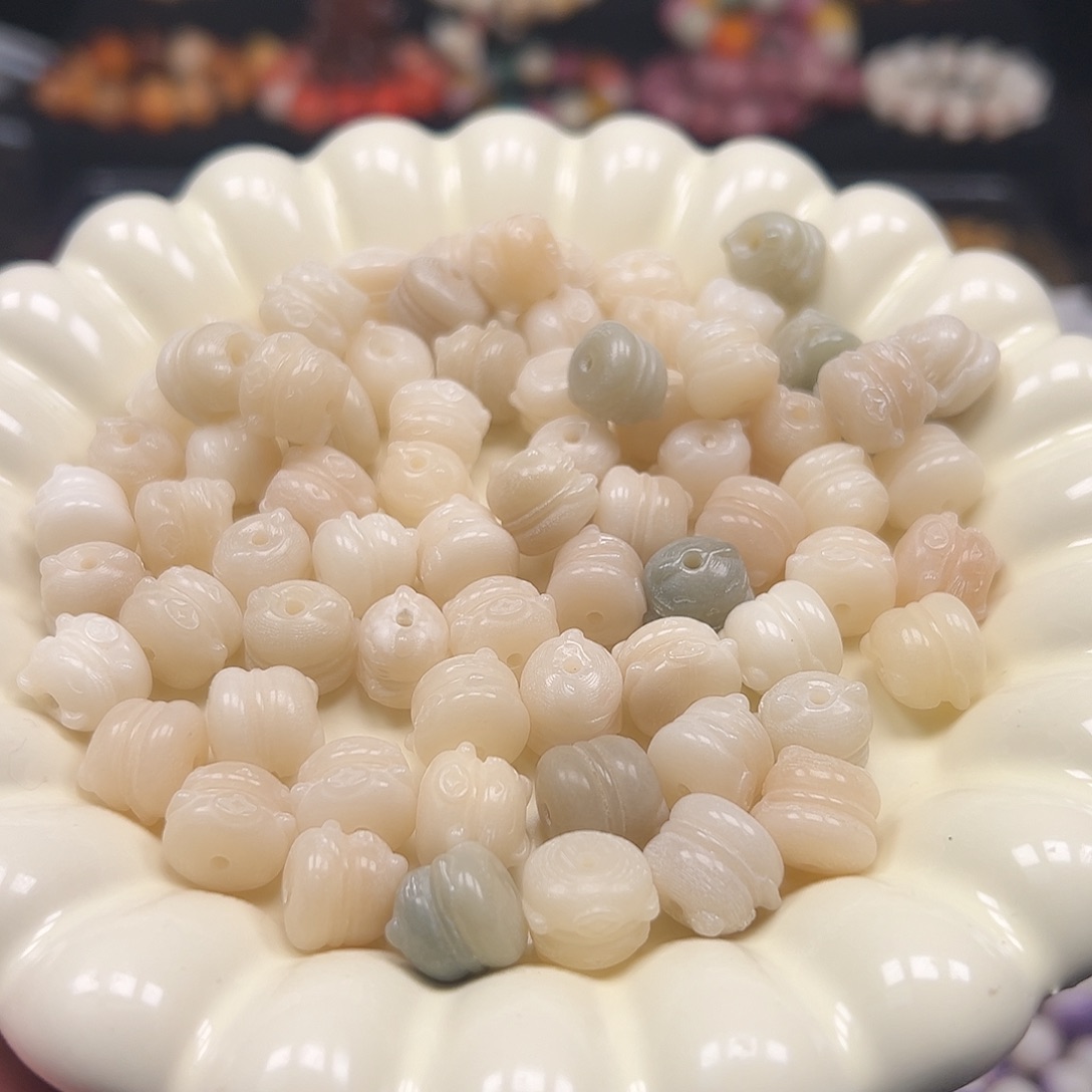 菩提根/象牙果手串50颗冰猫有的孔不通微瑕