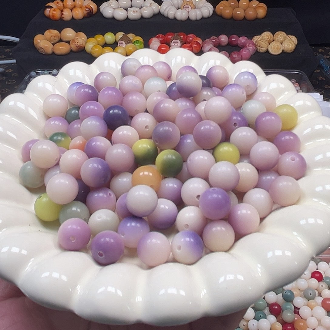 菩提根/象牙果手串100颗卡11尺寸紫色圆珠混