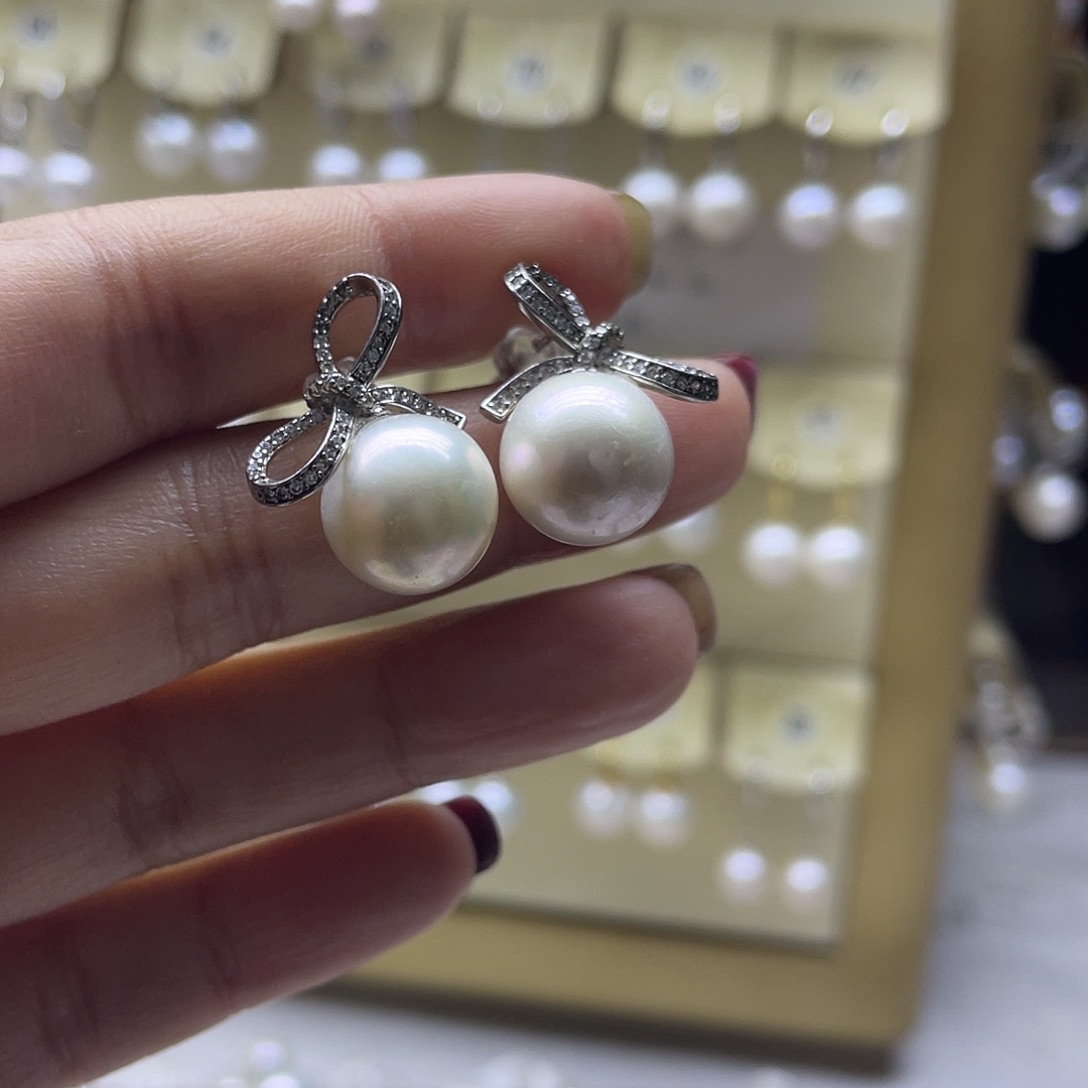 淡水珍珠耳饰银S925镶嵌
