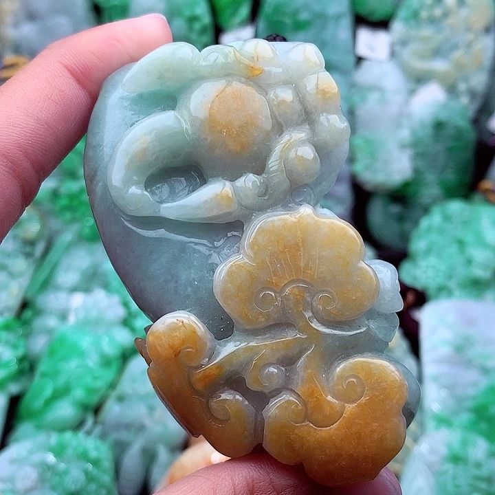 天然A货翡翠手把件