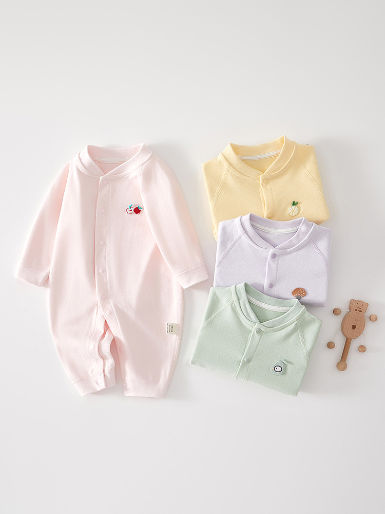 满月宝宝哈衣长袖家居服打底睡衣爬服婴幼儿春秋款纯棉无骨连体衣