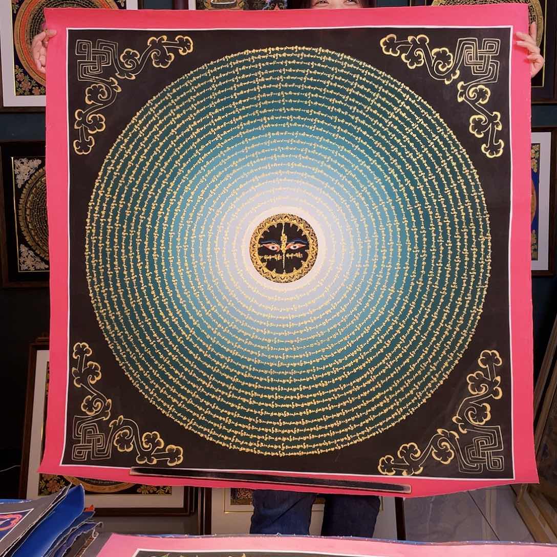 卷轴画手绘唐卡100厘米六字