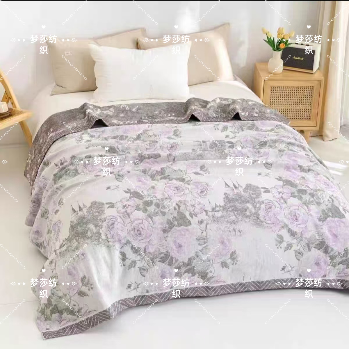 天然罗布麻纱布床盖--昙花一现200*230