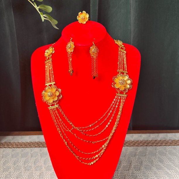 铜合金项链 A铜合金TJ026 铜合金首饰 项链耳环戒指三件套