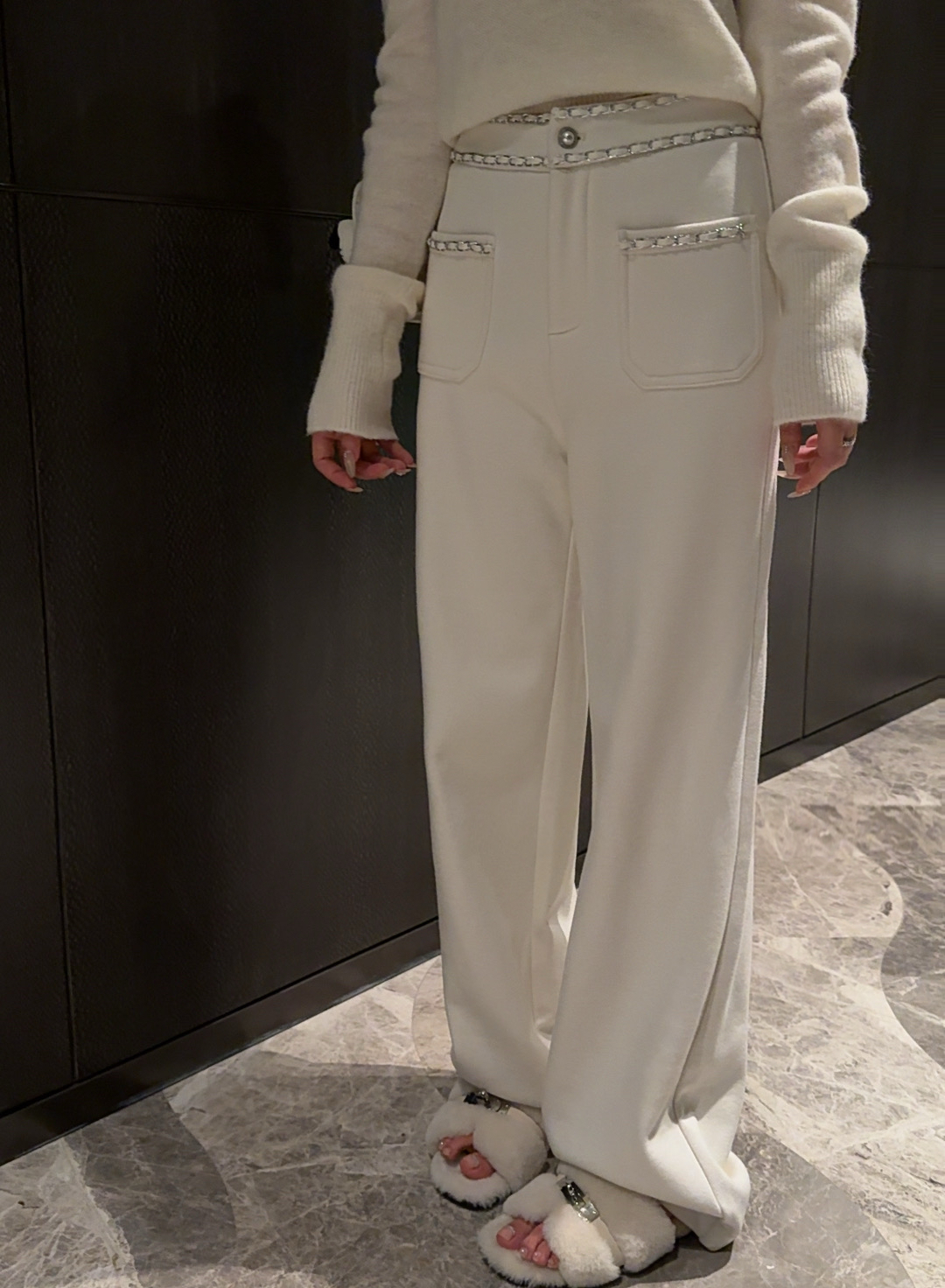 TTa 【香颂千金】小香风手工编织链条软糯直筒阔腿裤 QIQ-91002