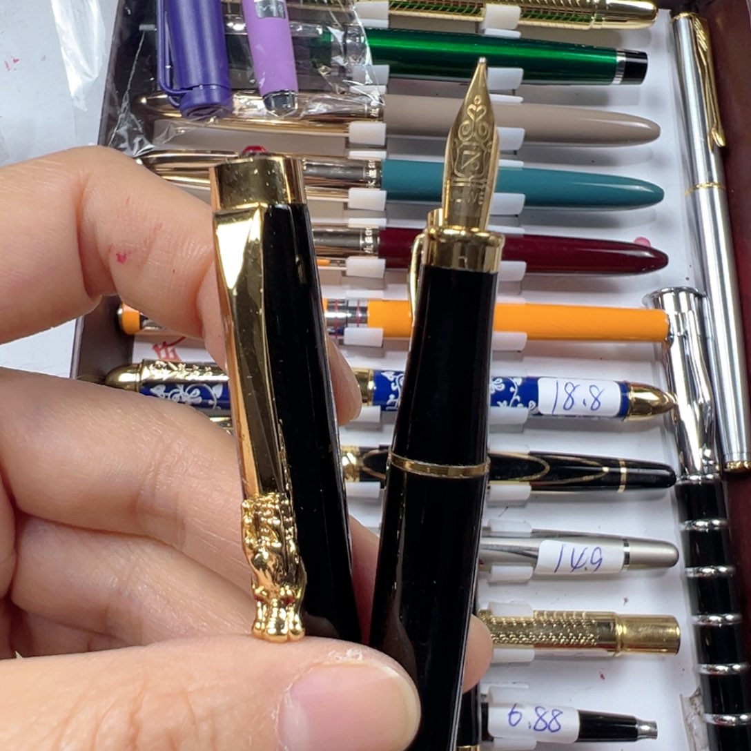 便携式富利文龙头异形笔夹柳叶形刻花尖