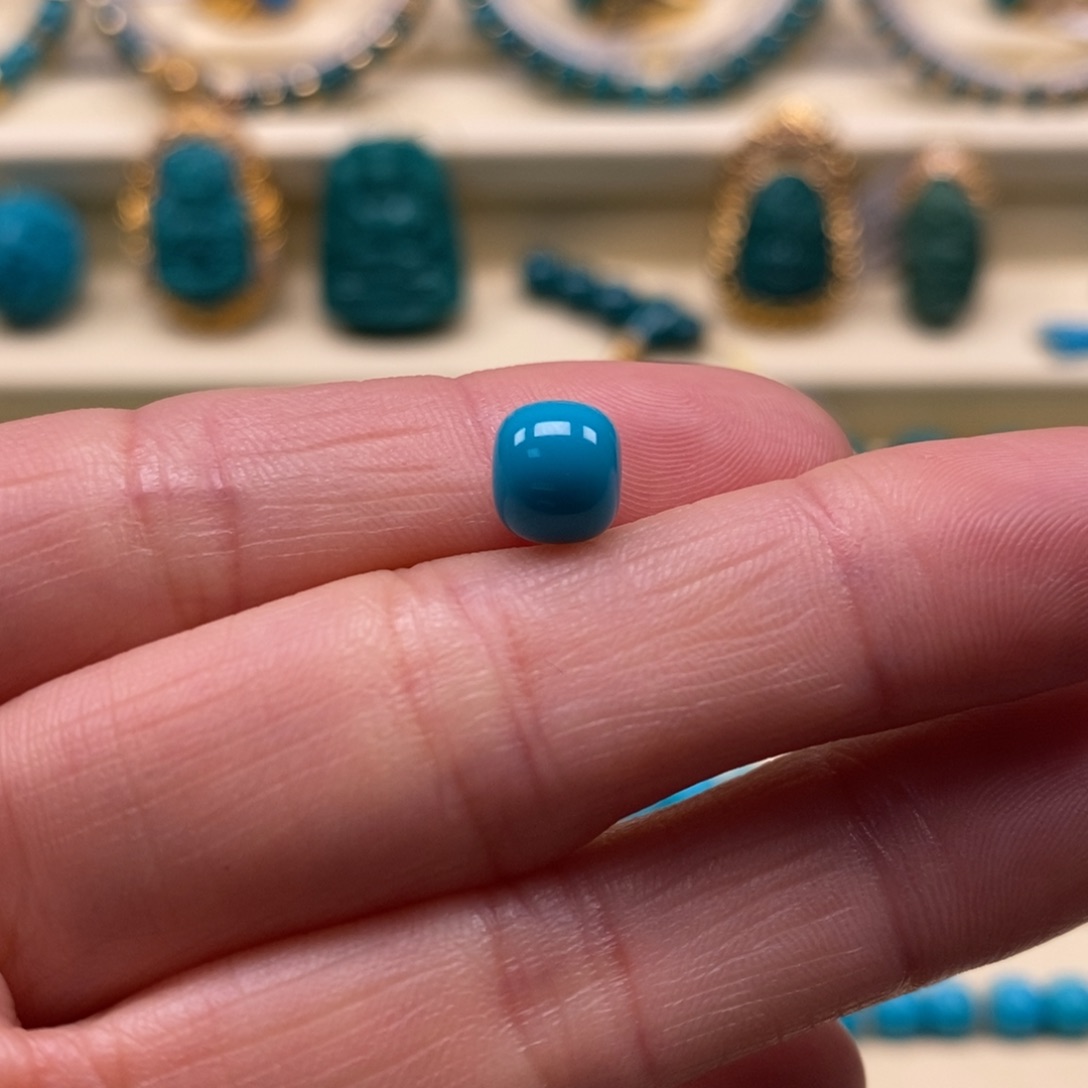 绿松石珠宝奇石未镶嵌直径7.2×6.4老型