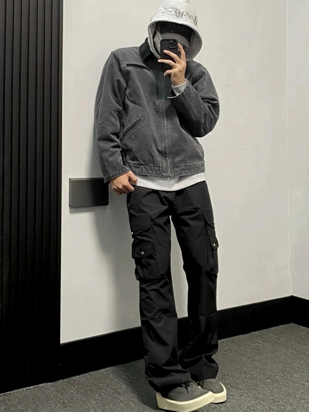 卡 97风格重磅水洗底特律夹克美式复古工装翻领夹克