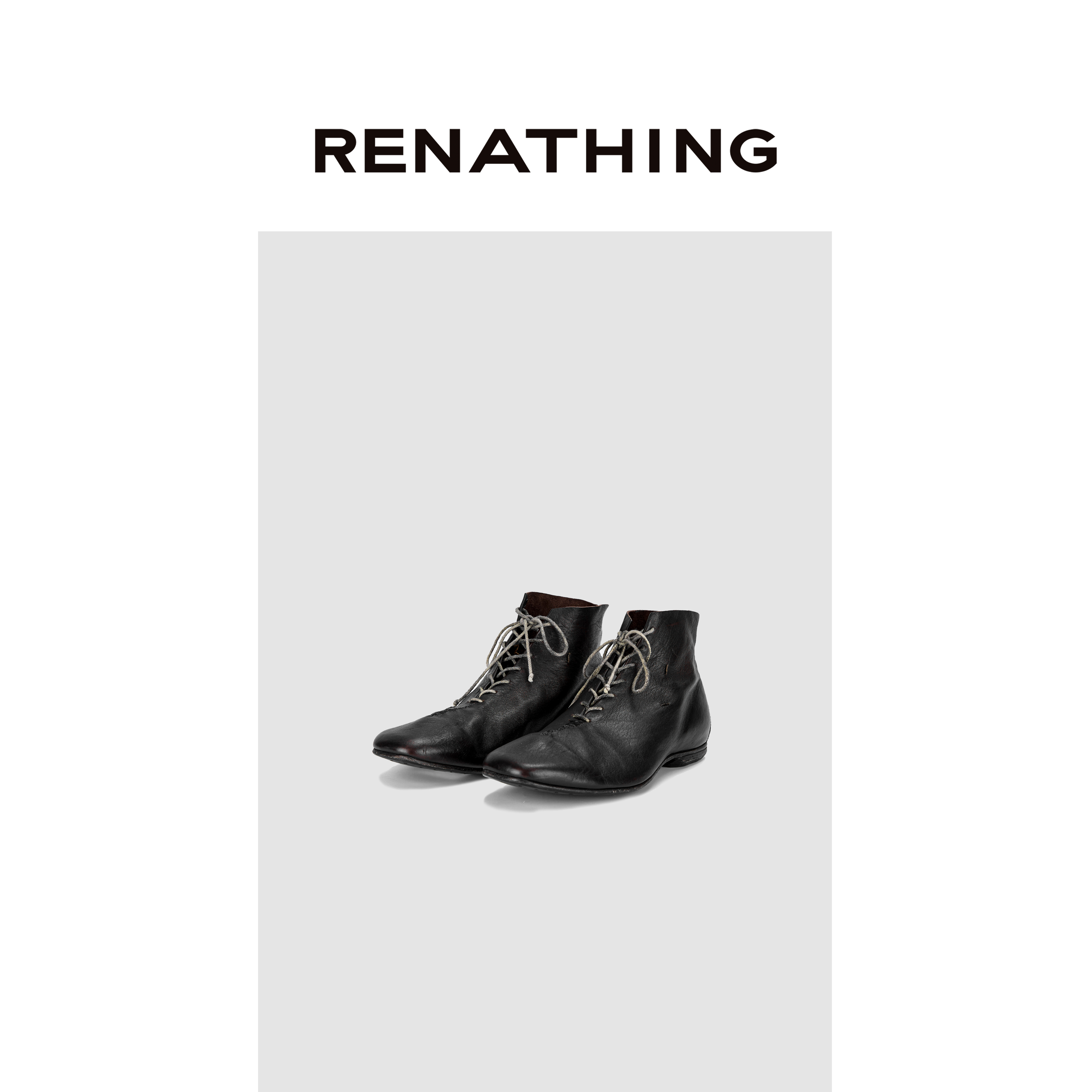 【RENATHING】工匠系带马皮短靴