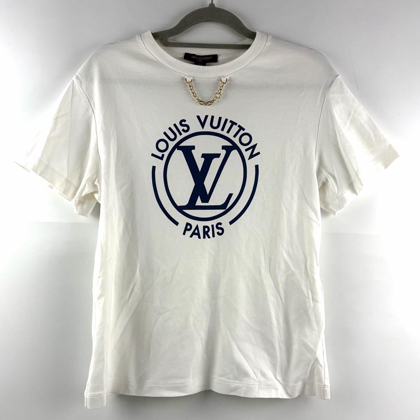 99新 LouisVuitton/路易威登 xs码 印花logo链条装饰短袖 sz0442