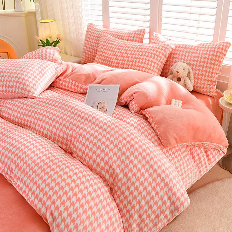 【就亏今天】冬季牛奶绒四件套加绒四件套加厚保暖床上被套学生宿舍