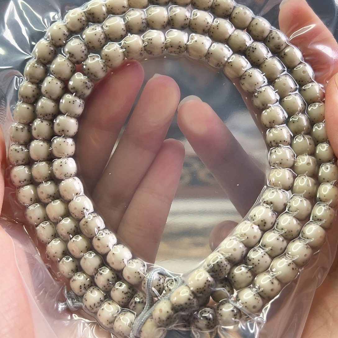 手串星月菩提Fqh8*7玉化骨瓷白 大通体留白 颗粒星