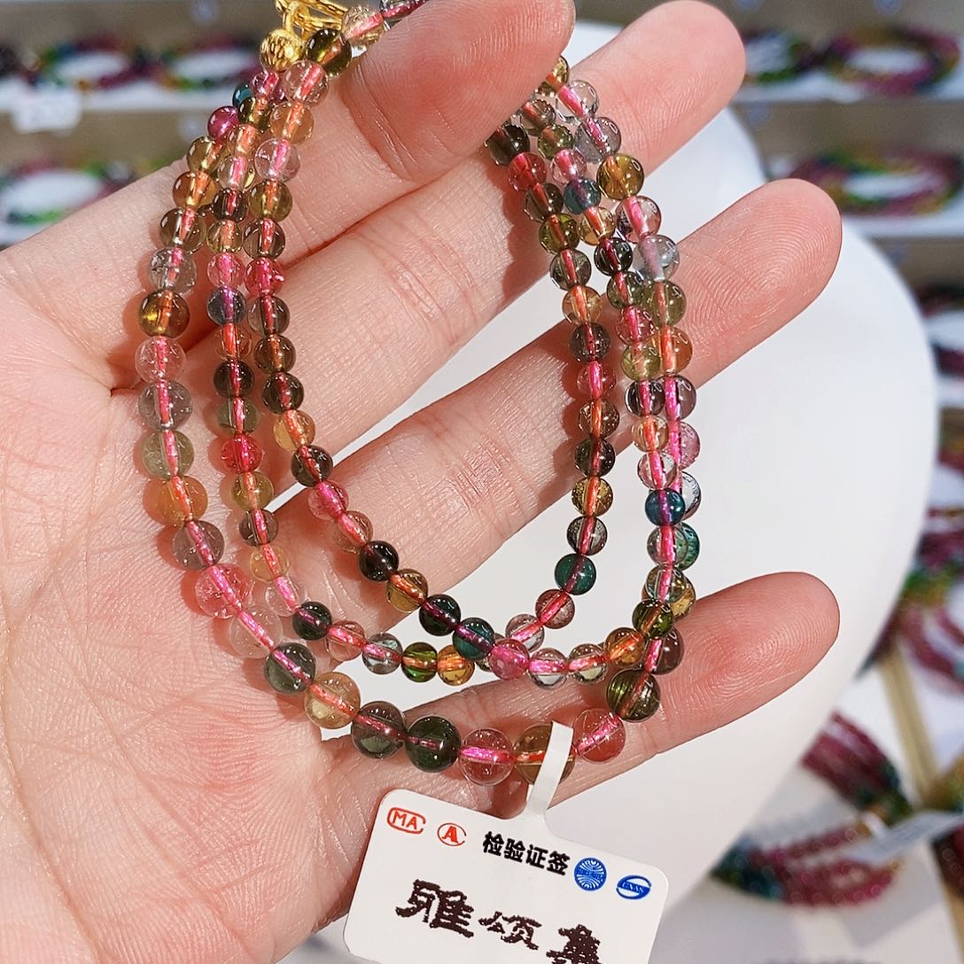 碧玺手链未镶嵌G2471三圈颜色微差