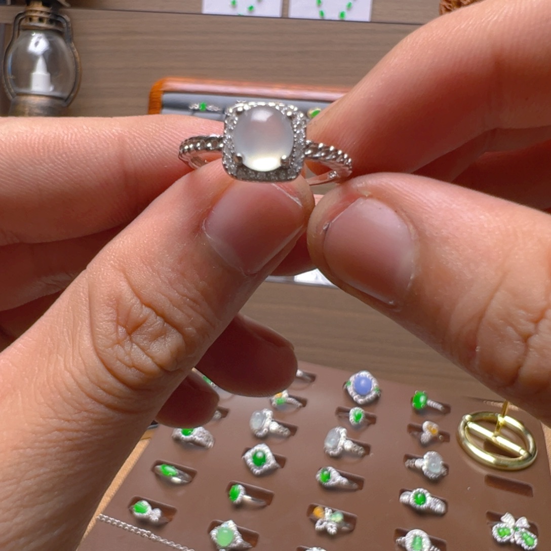 翡翠银S925镶嵌戒指