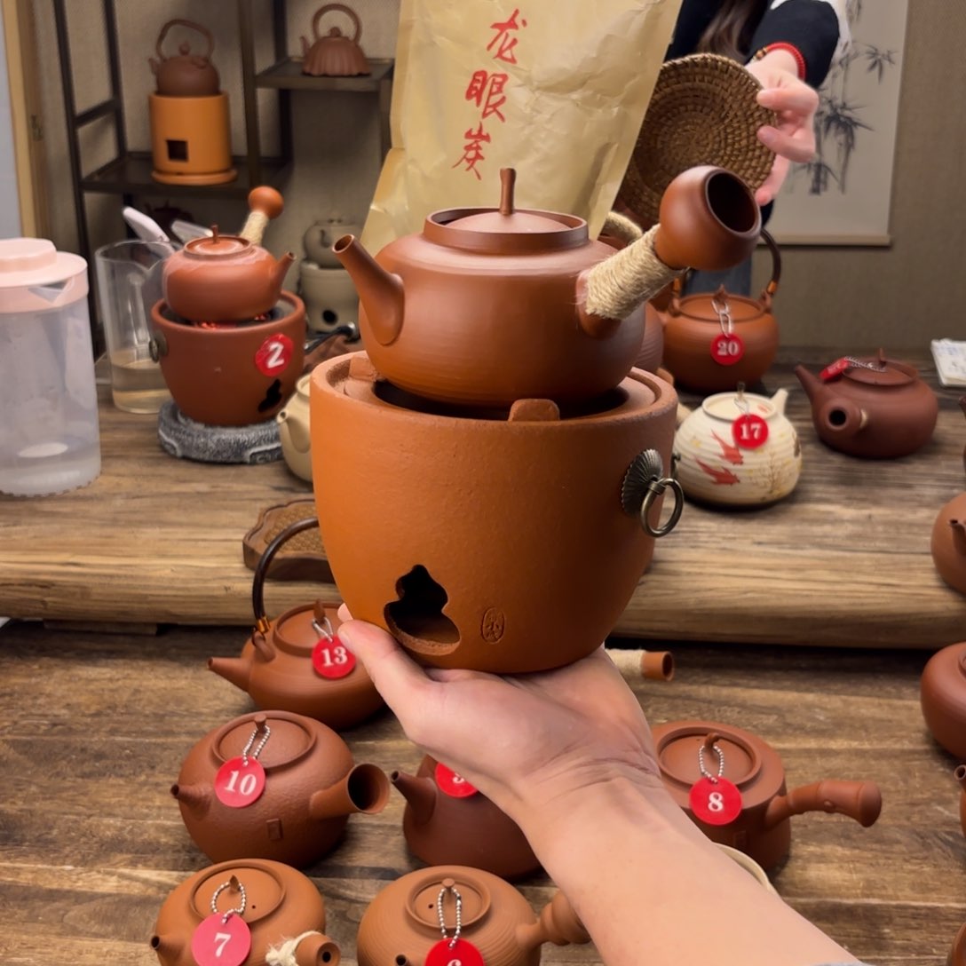 煮水煮茶甘甜 潮州砂铫壶 搭藤垫