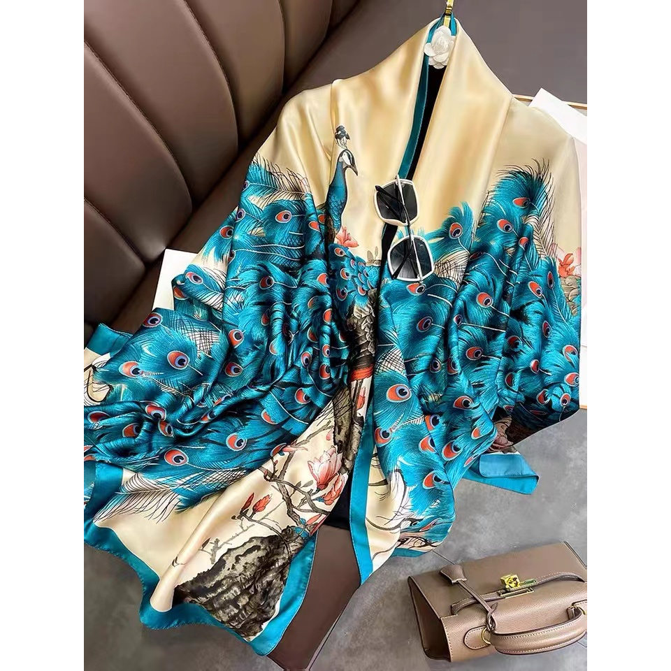 197E【蓝孔雀】夏季披肩百搭时尚印花围巾