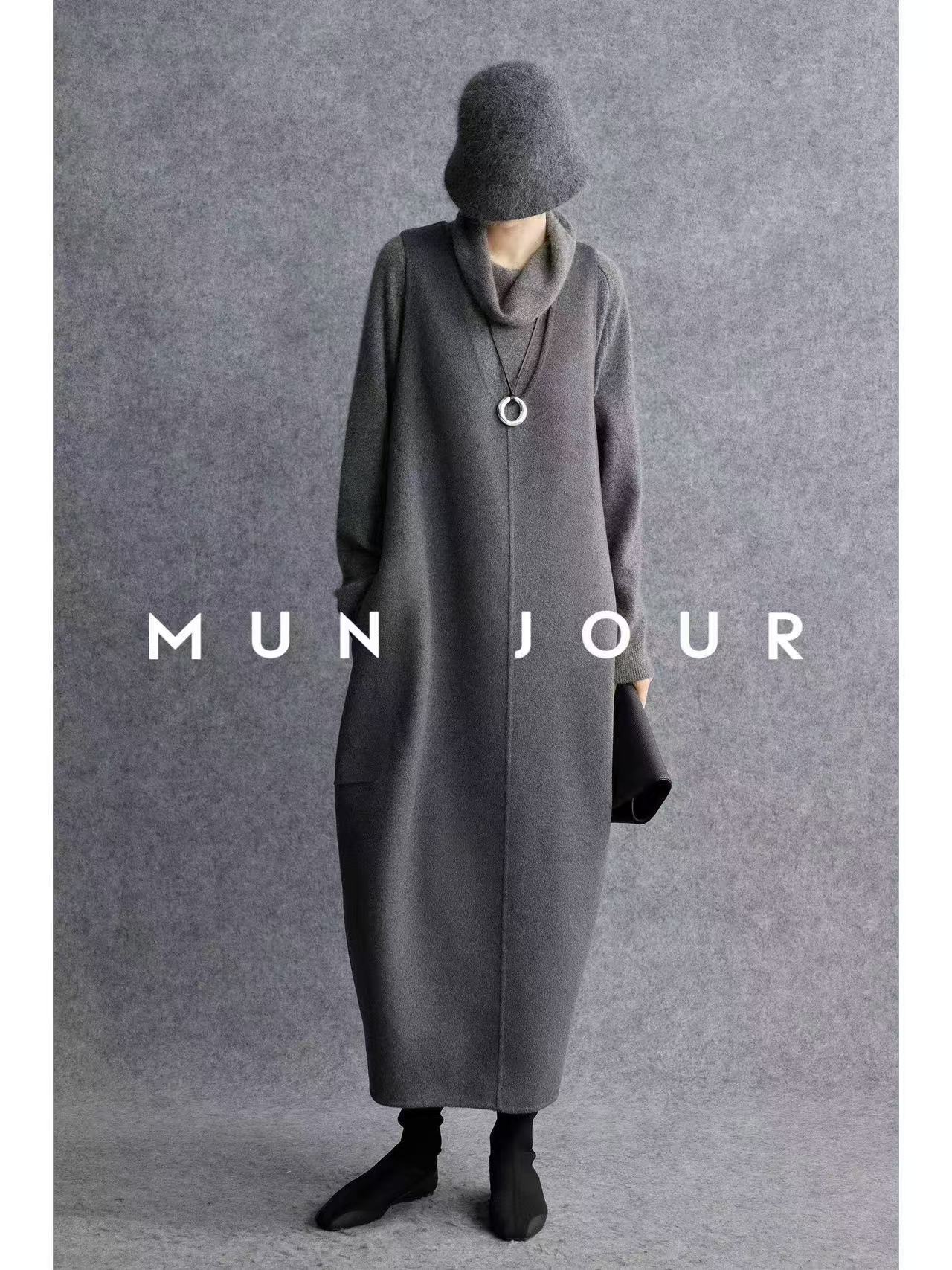 新款双面手缝长款连衣裙气质优雅显瘦高级款时尚休闲