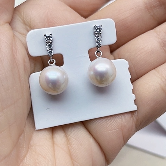 淡水珍珠耳饰银S925镶嵌