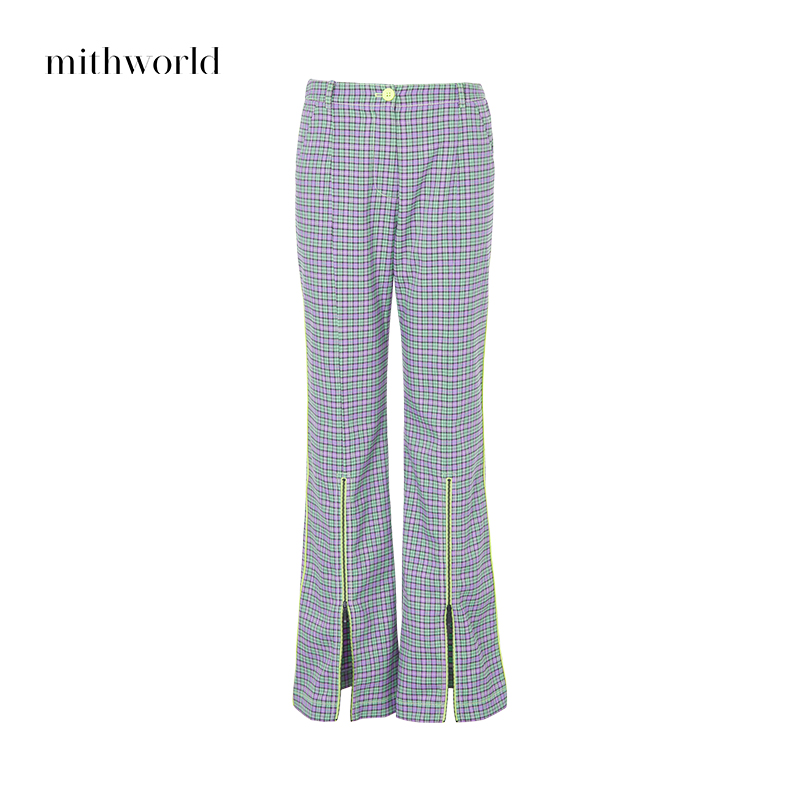 mithworld/沵媞甜酷新款女撞色拉链设计感喇叭裤W1DSN1011KEA