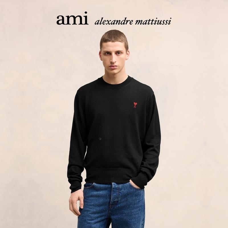 男士经典款爱心款红色爱心休闲圆领套头羊毛毛衣