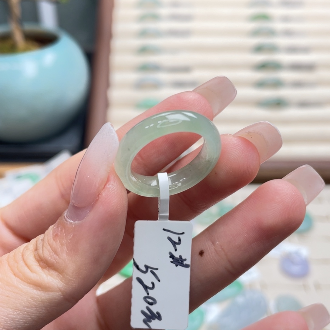 翡翠未镶嵌戒圈a21港圈12柠檬绿飘花