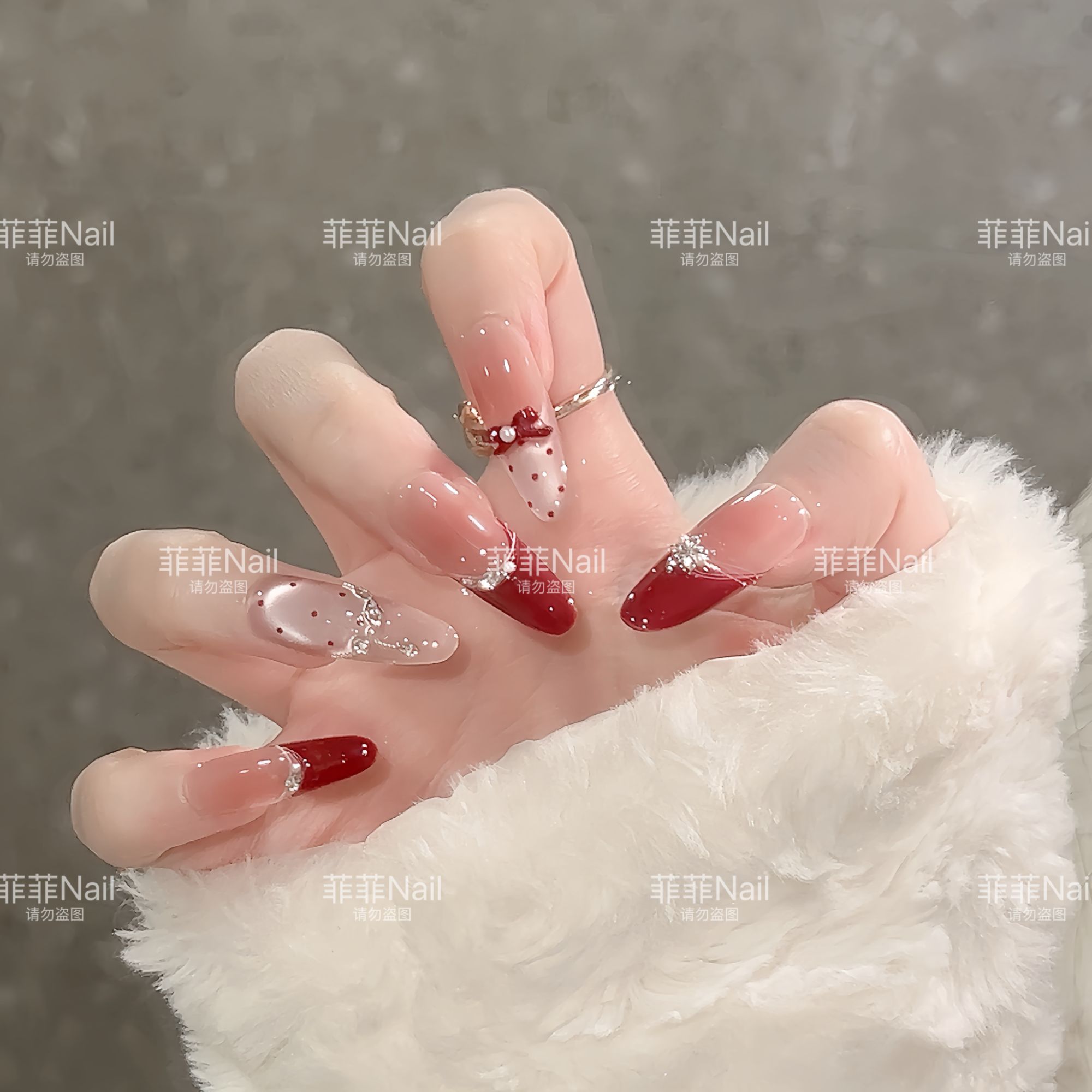 【酒红千金】酒红法式浪漫显白高级纯手工穿戴甲美甲贴片