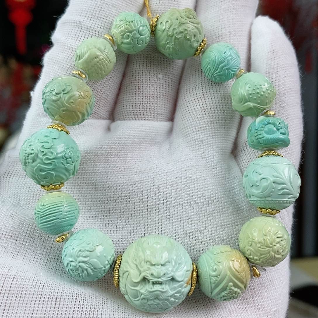 绿松石珠宝奇石18K金镶嵌