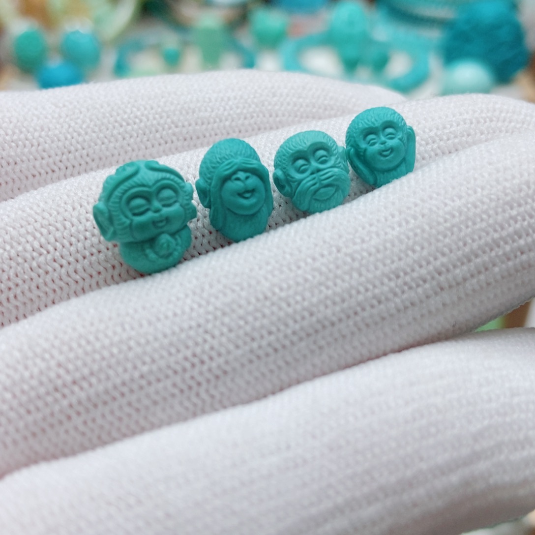 绿松石未镶嵌三不猴