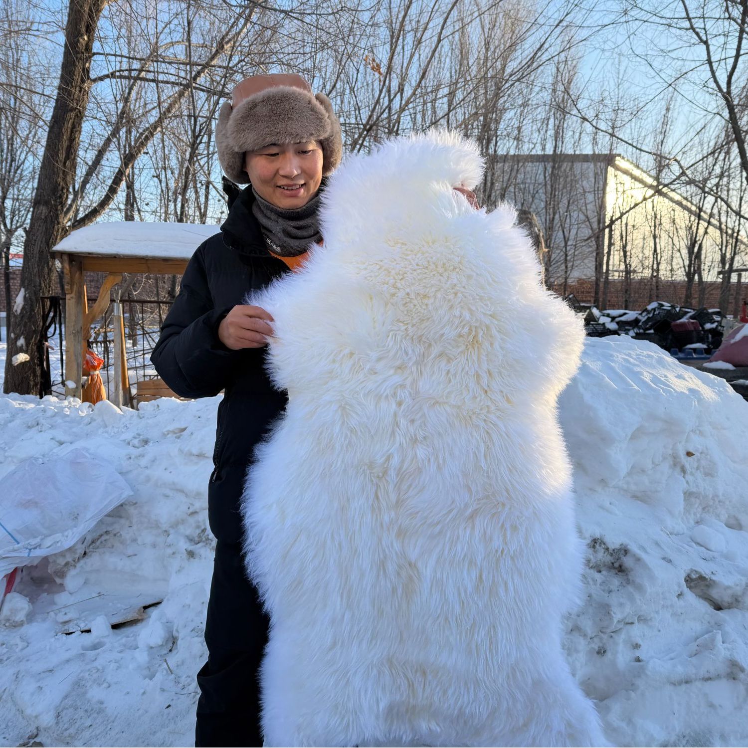 1212精选 新疆手工羊毛毯皮毛一体 毛毯坐垫纯羊毛