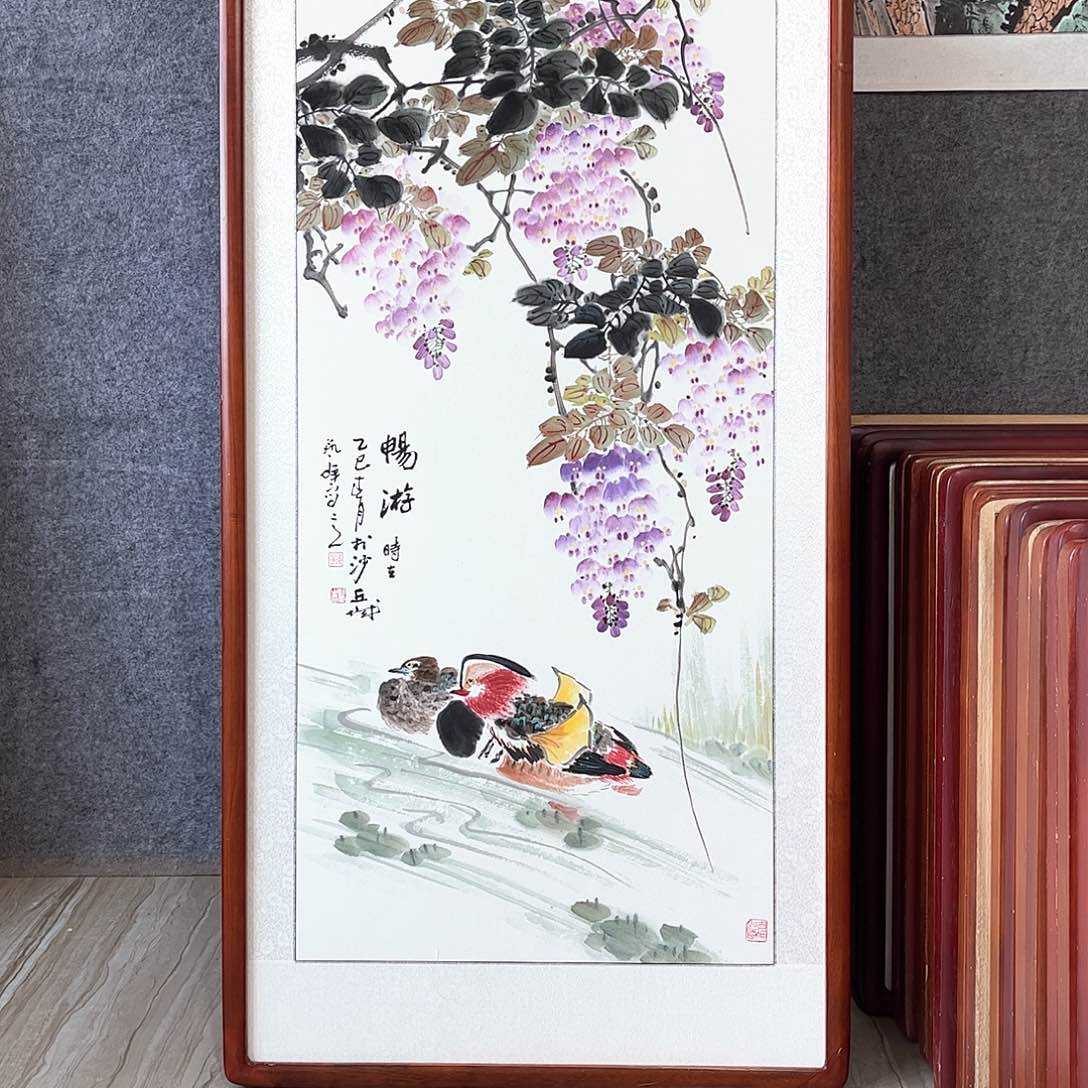 国画书画作品带框123×63厘米