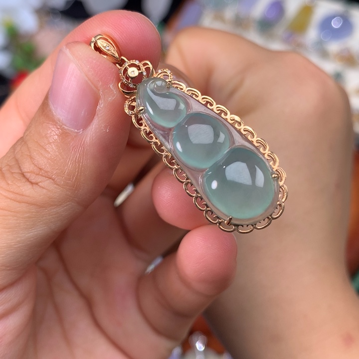 翡翠18K金镶嵌吊坠(不含链)