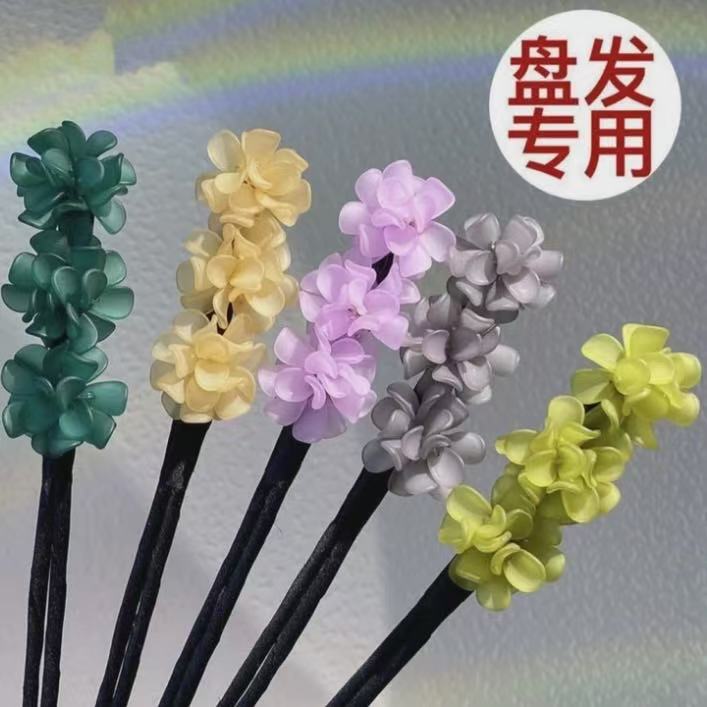 非金属树脂发饰 新款绣球盘发棒懒人丸子头神器商品图
