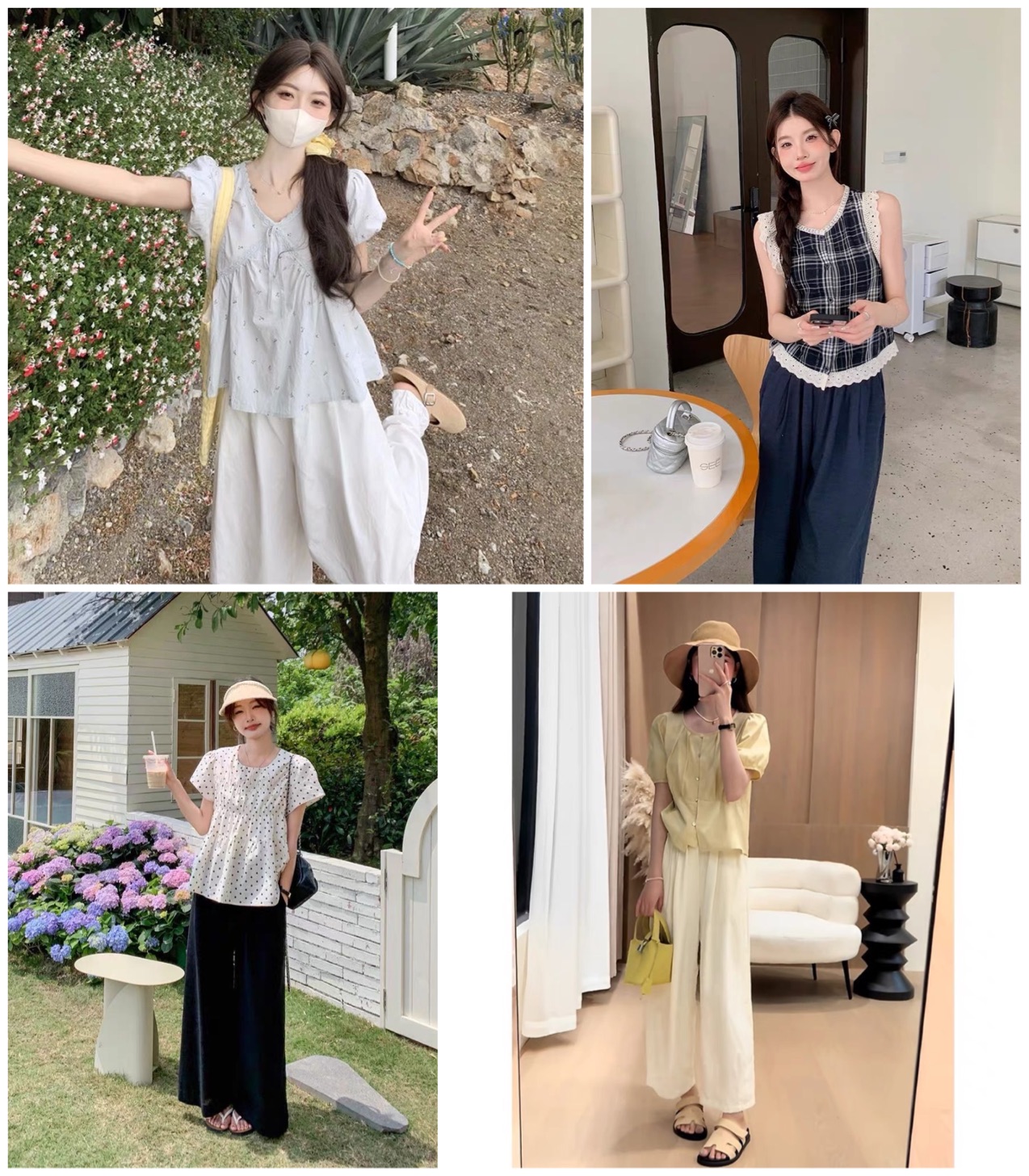 301上衣加阔腿裤两件套新款时尚显瘦设计衬衫洋气碎花夏季韩版X