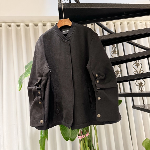秋黑色时尚呢子时髦外套