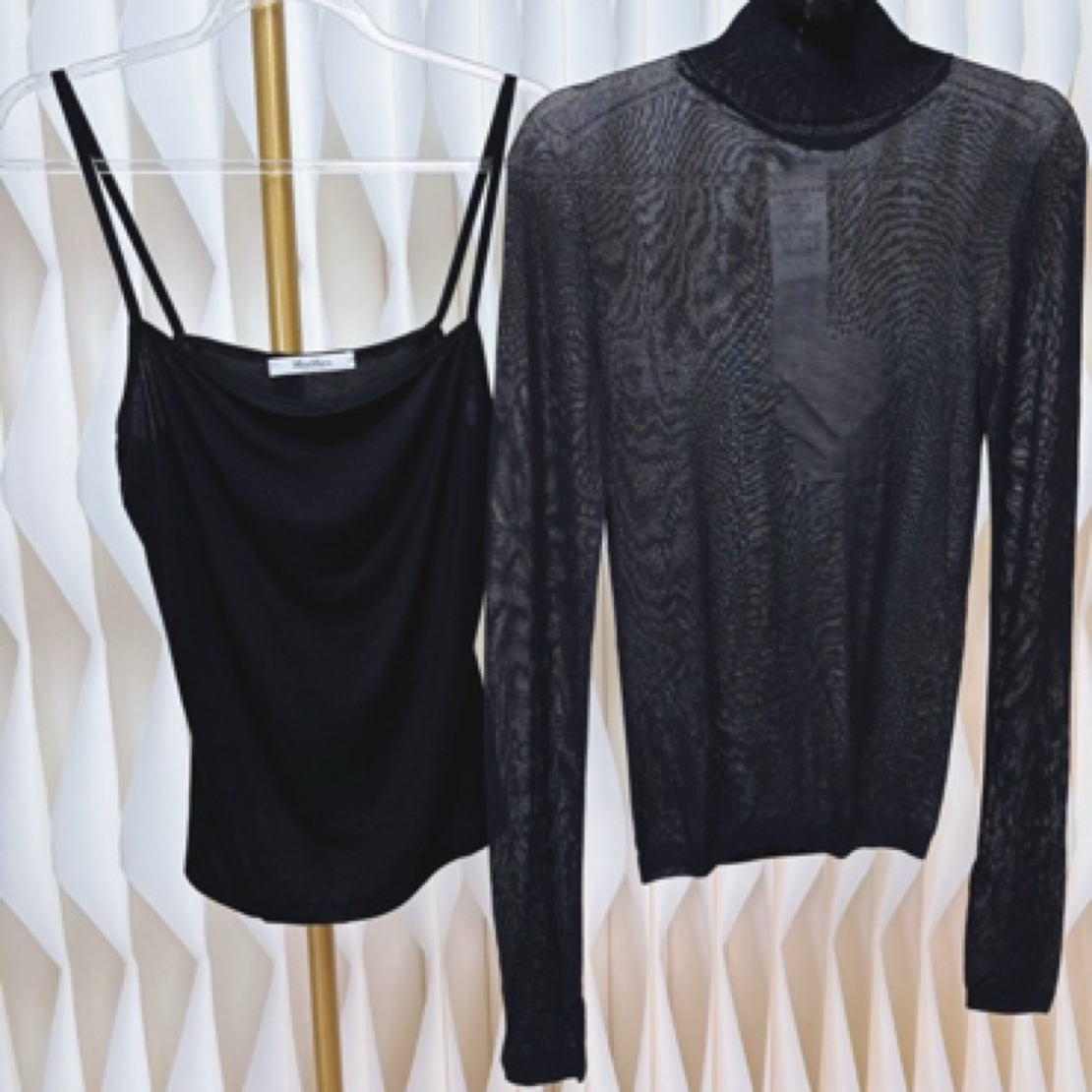 未使用 MaxMara 秋冬新款黑色纱线针织打底衫两件套
