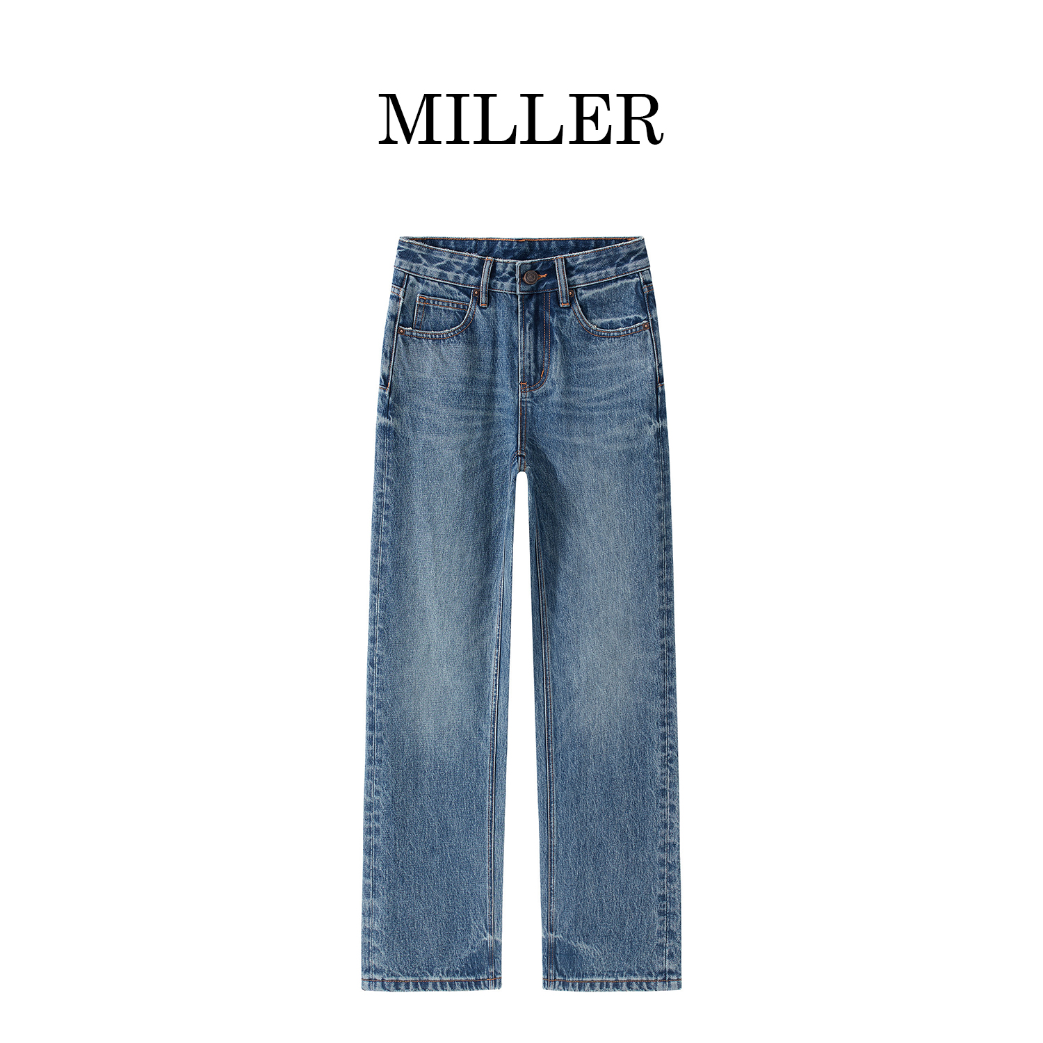 MILLER [灿烂]秋季休闲复古欧洲面料窄版直筒阔腿裤牛仔裤-K1314