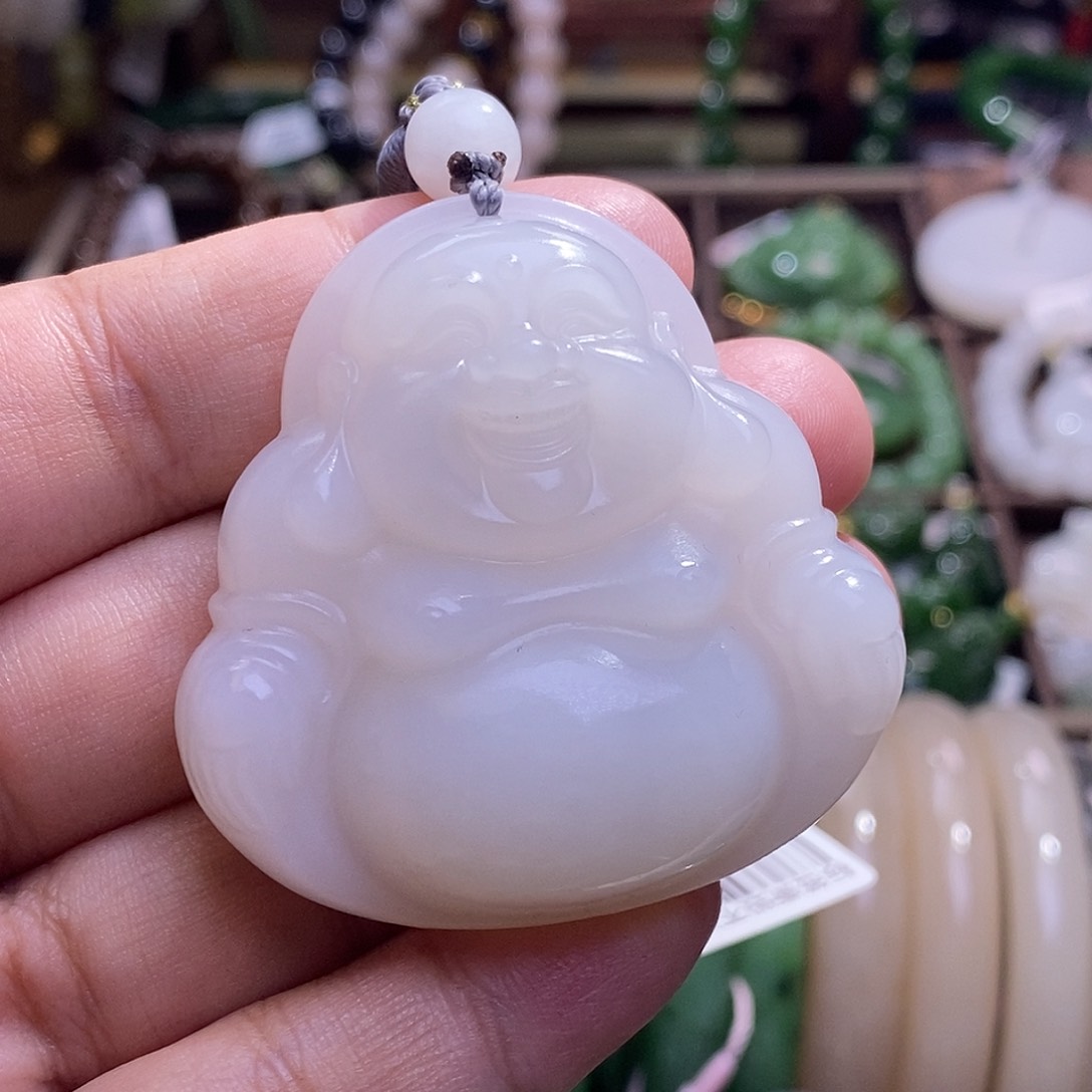 和田玉未镶嵌颈饰芬*毕业级新疆羊脂白玉老矿料一级白佛公