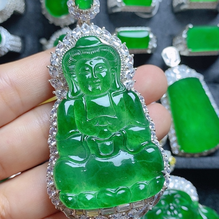 【闪购商品】翡翠银S925镶嵌挂件观音