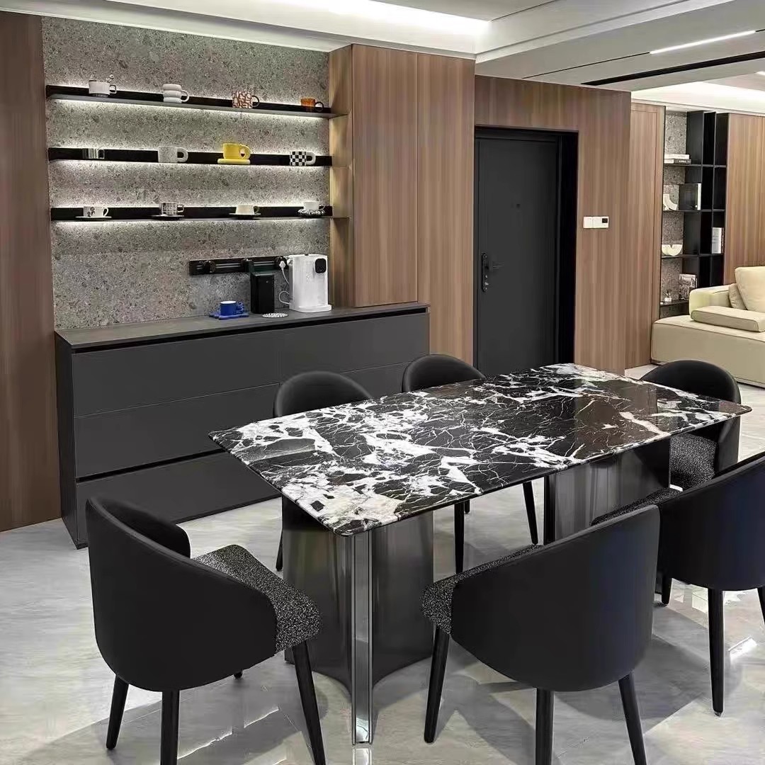 天然大理石餐桌长方形意式轻奢高端吃饭桌子高端可定制别墅餐桌