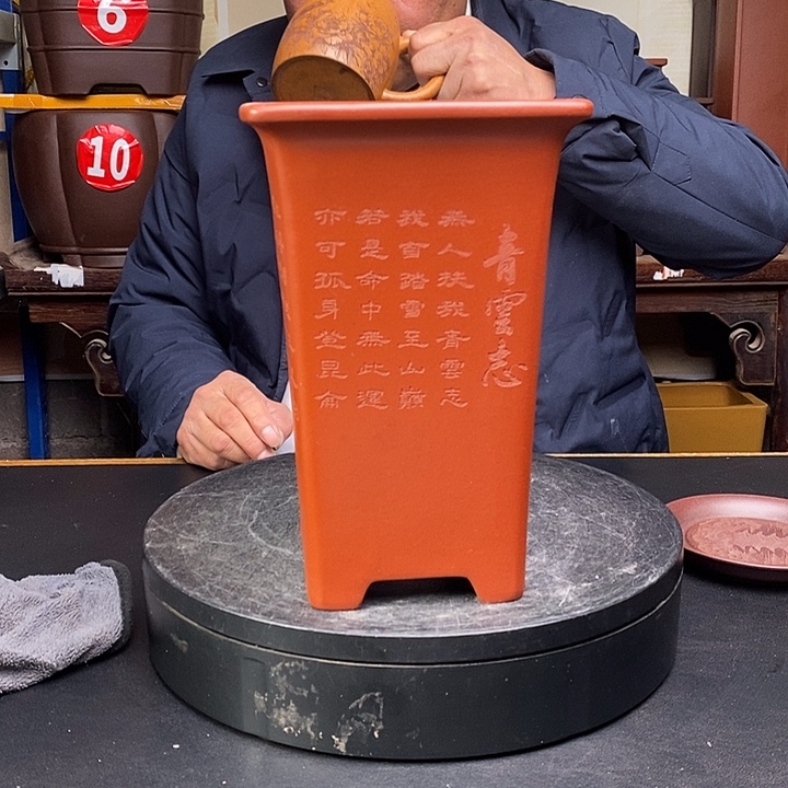 紫砂花盆货号一只QY1