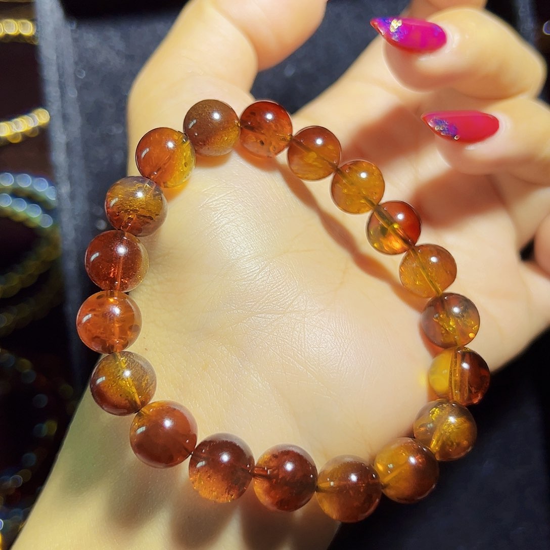 蓝珀珠宝奇石未镶嵌红蓝金沙猫眼10mm货头