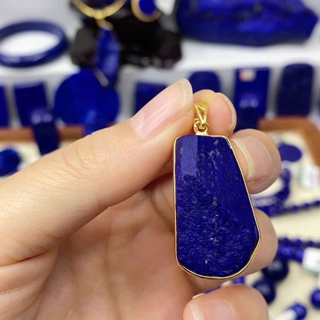 青金石颈饰银S925镀金镶嵌